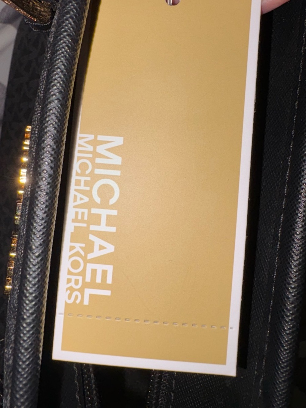 Michael Kors Black MK Signature Tote with Gold Accents - Picture 9 of 13